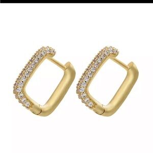 Pave CZ Crystal Oval Hoop Earrings 2026 style New Huggies Gold Plated